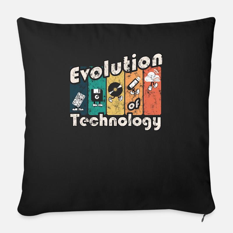 Evolution of Technology - Sofakissenbezug 45 x 45 cm - Schwarz