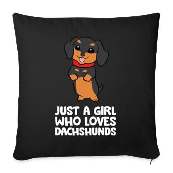Juste une fille qui aime les teckels - Housse de coussin décorative 45 x 45 cm - noir - Devant