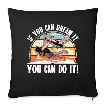 Parachute parachutiste parachutiste - Housse de coussin décorative 45 x 45 cm - noir - Devant