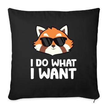 Panda roux avec des lunettes de soleil Je fais ce que je fais - Housse de coussin décorative 45 x 45 cm - noir - Devant