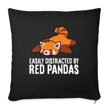 Cute Sleeping Red Panda Zoo Easily Distracted By - Sofa pillowcase 17,3'' x 17,3'' (45 x 45 cm) - black - Front