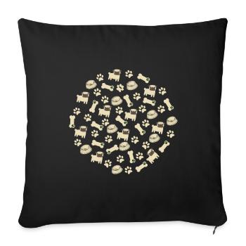 Pug Pattern - Pug Lovers Apparel - Sofakissenbezug 45 x 45 cm - Schwarz - Vorne