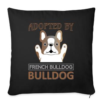 Adopts French Bulldog - Sofa pillowcase 17,3'' x 17,3'' (45 x 45 cm) - black - Front