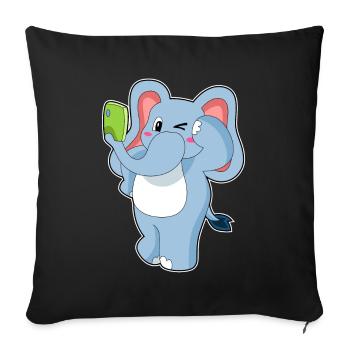 Smartphone éléphant - Housse de coussin décorative 45 x 45 cm - noir - Devant