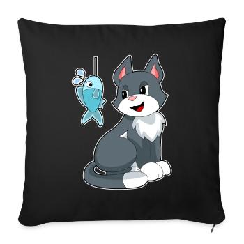 Cat Angler Fish Fishing - Sofa pillowcase 17,3'' x 17,3'' (45 x 45 cm) - black - Front