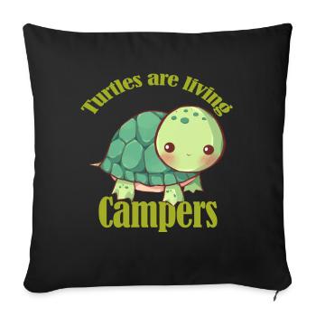 Les tortues sont des caravanes vivantes - Housse de coussin décorative 45 x 45 cm - noir - Devant