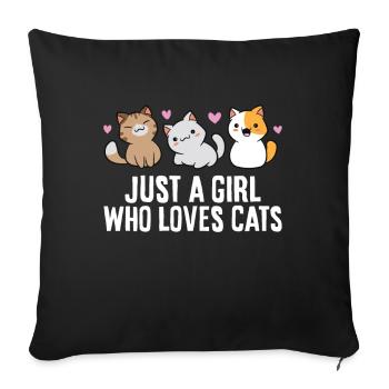 Juste une fille qui aime les chats - Housse de coussin décorative 45 x 45 cm - noir - Devant
