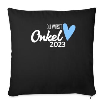 Onkel 2023 - Schwangerschaft verkünden Geschenk - Sofakissenbezug 45 x 45 cm - Schwarz - Vorne