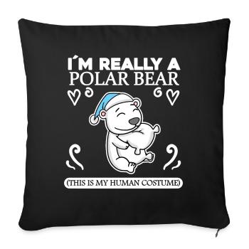 Polar bear - Sofa pillowcase 17,3'' x 17,3'' (45 x 45 cm) - black - Front