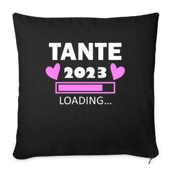 Tante 2023 - Tante werden - Tante Geschenk - Sofakissenbezug 45 x 45 cm - Schwarz - Vorne