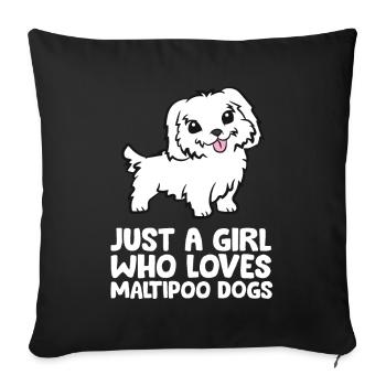Juste une fille qui aime les chiens Maltipoo - Housse de coussin décorative 45 x 45 cm - noir - Devant
