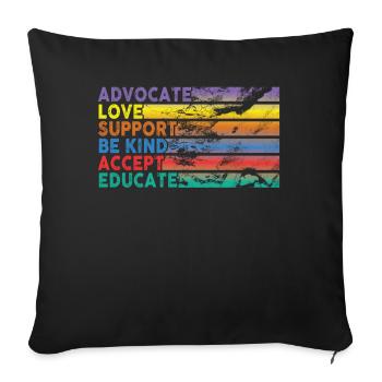 Plaidoyer Amour Soutien Accepter Soyez gentil - Housse de coussin décorative 45 x 45 cm - noir - Devant