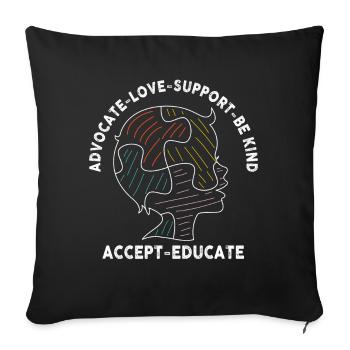 Plaidoyer Amour Soutien Accepter Soyez gentil - Housse de coussin décorative 45 x 45 cm - noir - Devant
