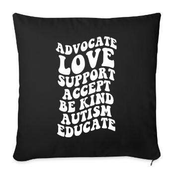 Plaidoyer Amour Soutien Accepter Soyez gentil - Housse de coussin décorative 45 x 45 cm - noir - Devant