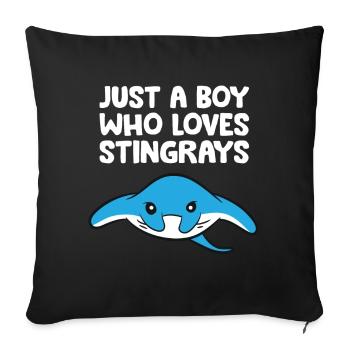 Just a Boy Who Loves Stingrays - Sofa pillowcase 17,3'' x 17,3'' (45 x 45 cm) - black - Front