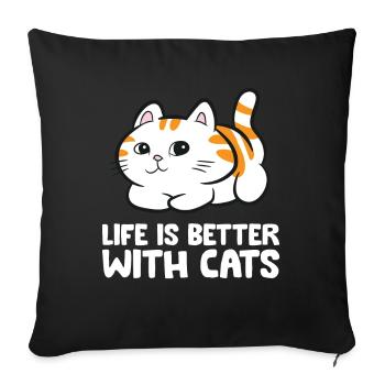 Drôles de chats amants chatons mignons qui - Housse de coussin décorative 45 x 45 cm - noir - Devant