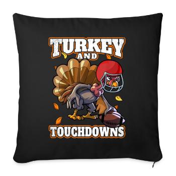 Turquie et Touchdowns Thanksgiving Football - Housse de coussin décorative 45 x 45 cm - noir - Devant