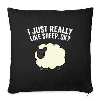 J’aime beaucoup les moutons, d’accord? Ferme de moutons - Housse de coussin décorative 45 x 45 cm - noir - Devant