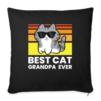 Meilleur grand-père chat de tous les temps - Housse de coussin décorative 45 x 45 cm - noir - Devant