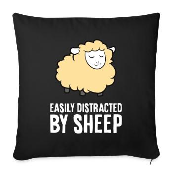 Facilement distrait par les éleveurs de moutons d’agneaux - Housse de coussin décorative 45 x 45 cm - noir - Devant