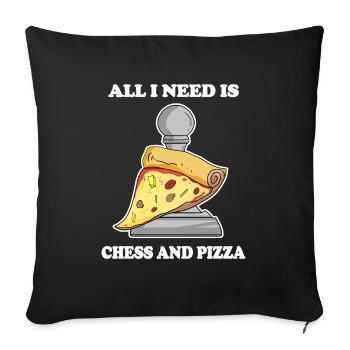 Schach und Pizza - Sofakissenbezug 45 x 45 cm - Schwarz - Vorne