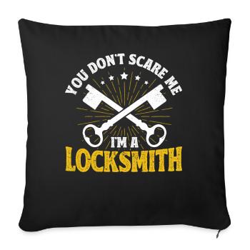 Locksmith lock picking employee locksmith shop - Sofa pillowcase 17,3'' x 17,3'' (45 x 45 cm) - black - Front