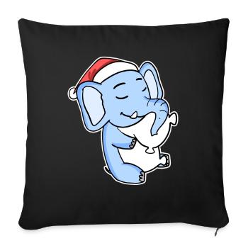 Eléphant Noël Sommeil Sommeil Sommeil Sommeil - Housse de coussin décorative 45 x 45 cm - noir - Devant
