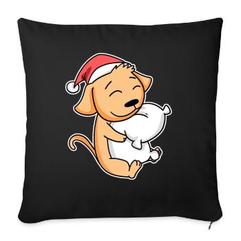 Noël Chien Propriétaires de chiens endormis Noël - Housse de coussin décorative 45 x 45 cm - noir - Devant