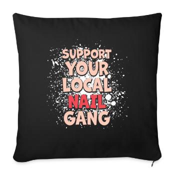 Soutenez votre Nail Gang Nail Tech local - Housse de coussin décorative 45 x 45 cm - noir - Devant