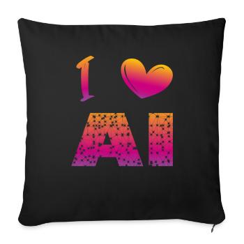 I love ai - Sofa pillowcase 17,3'' x 17,3'' (45 x 45 cm) - black - Front