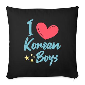 J’aime les garçons coréens - Housse de coussin décorative 45 x 45 cm - noir - Devant