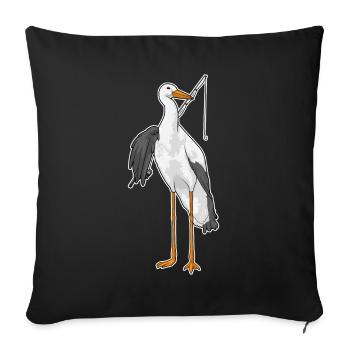 Pêche à la canne à pêche Stork Angler - Housse de coussin décorative 45 x 45 cm - noir - Devant