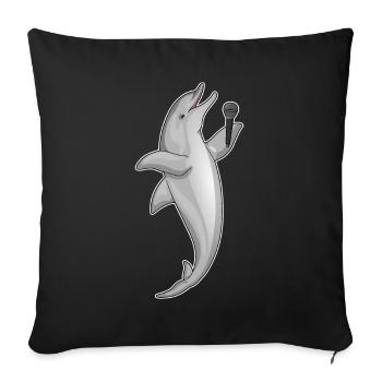 Dolphin Singer Microphone Singing - Sofa pillowcase 17,3'' x 17,3'' (45 x 45 cm) - black - Front