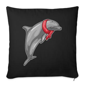 Dolphin scarf - Sofa pillowcase 17,3'' x 17,3'' (45 x 45 cm) - black - Front