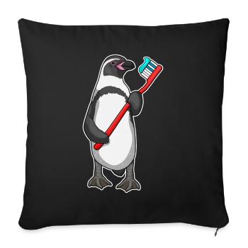 Penguin Toothbrush - Sofa pillowcase 17,3'' x 17,3'' (45 x 45 cm) - black - Front