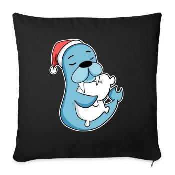 Sea Lion Christmas Sleep Sleep Sleep - Sofa pillowcase 17,3'' x 17,3'' (45 x 45 cm) - black - Front