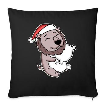 Lion Noël Sommeil Sommeil Sommeil - Housse de coussin décorative 45 x 45 cm - noir - Devant
