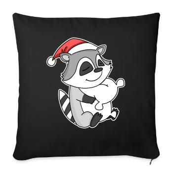 Raccoon Christmas Sleep Sleep Sleep - Sofa pillowcase 17,3'' x 17,3'' (45 x 45 cm) - black - Front