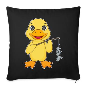 Pêche au poisson canard pêcheur - Housse de coussin décorative 45 x 45 cm - noir - Devant