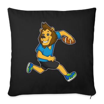 Sports de football américain des Lions - Housse de coussin décorative 45 x 45 cm - noir - Devant