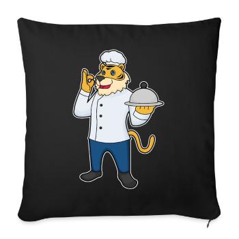 Cuisinier tigre servant la cuisine de cloches - Housse de coussin décorative 45 x 45 cm - noir - Devant