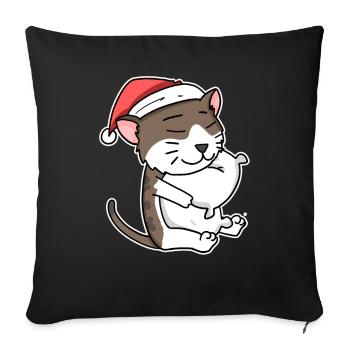 American Wirehair Cat Christmas Sleep Tired - Sofa pillowcase 17,3'' x 17,3'' (45 x 45 cm) - black - Front