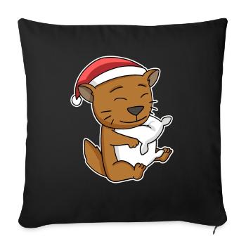 Chat somalien Noël Sleeping Tired - Housse de coussin décorative 45 x 45 cm - noir - Devant