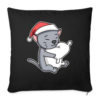 Korat Cat Chat Noël Sommeil Fatigué - Housse de coussin décorative 45 x 45 cm - noir - Devant