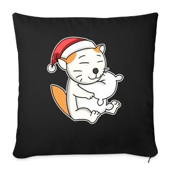 Selkirk Rex Cat Christmas Sleep Tired - Sofa pillowcase 17,3'' x 17,3'' (45 x 45 cm) - black - Front