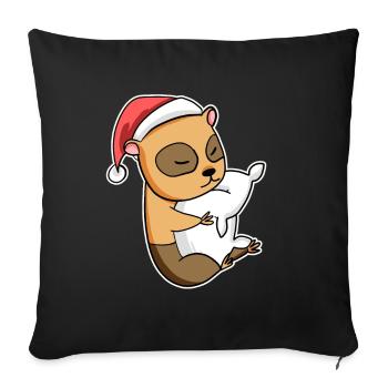 Écureuil sommeil de Noël - Housse de coussin décorative 45 x 45 cm - noir - Devant