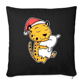 Guépard Noël Sommeil Sommeil Sommeil - Housse de coussin décorative 45 x 45 cm - noir - Devant