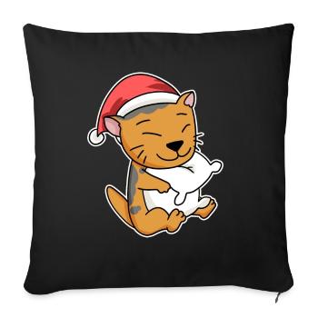Chat écossais à oreilles pliantes Sommeil de Noël - Housse de coussin décorative 45 x 45 cm - noir - Devant