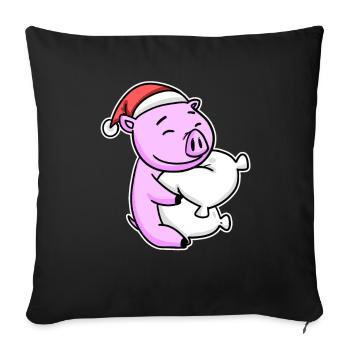 Cochon Noël Sommeil Sommeil Sommeil - Housse de coussin décorative 45 x 45 cm - noir - Devant