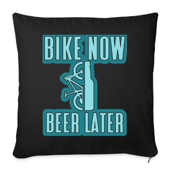 vélo maintenant bière plus tard VTT - Housse de coussin décorative 45 x 45 cm - noir - Devant
